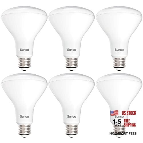 Sunco 6 Pack BR30 Light Bulbs LED, Recessed 6 Count (Pack of 1) White - 4000k