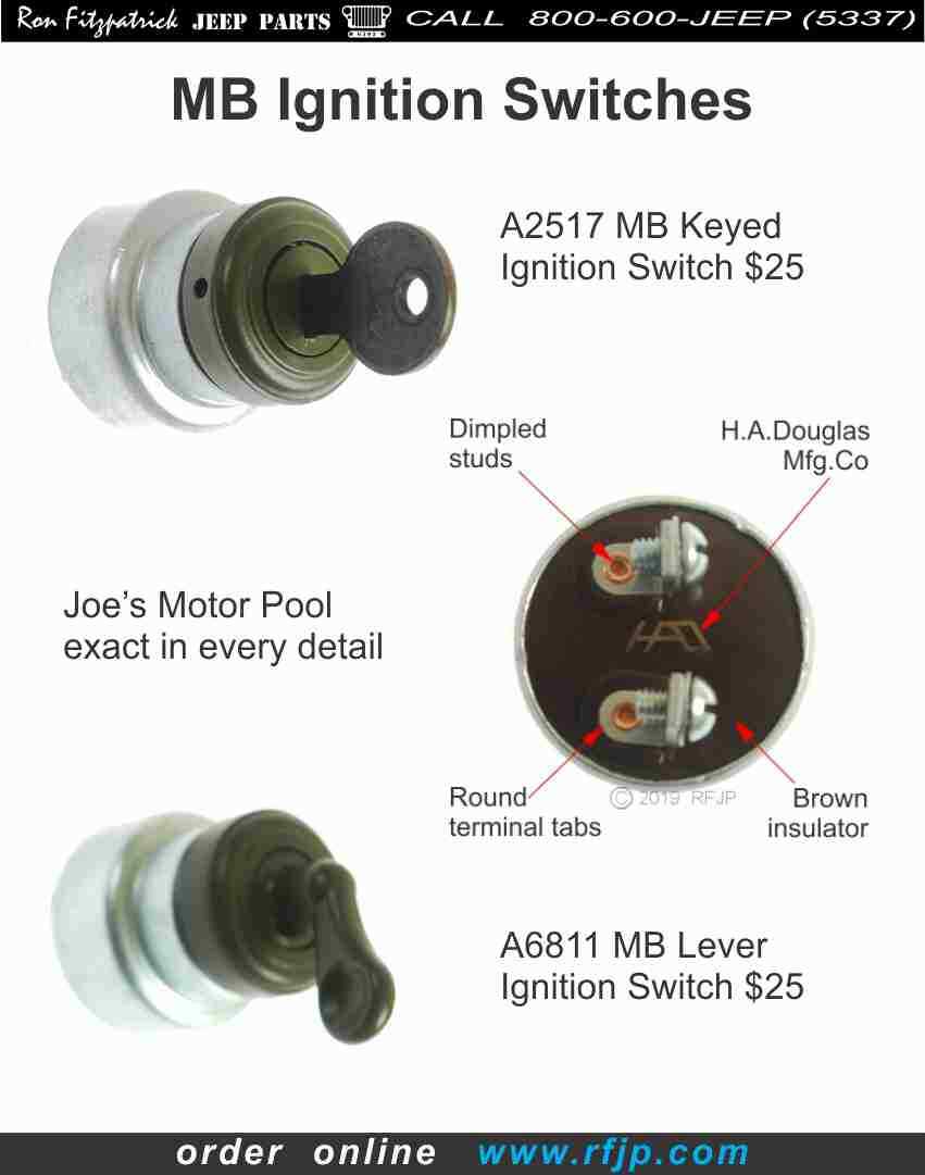 Military willys MB Dodge WC ✅(A6811-MB) CCKW GMC DUKW Ignition Switch lever type