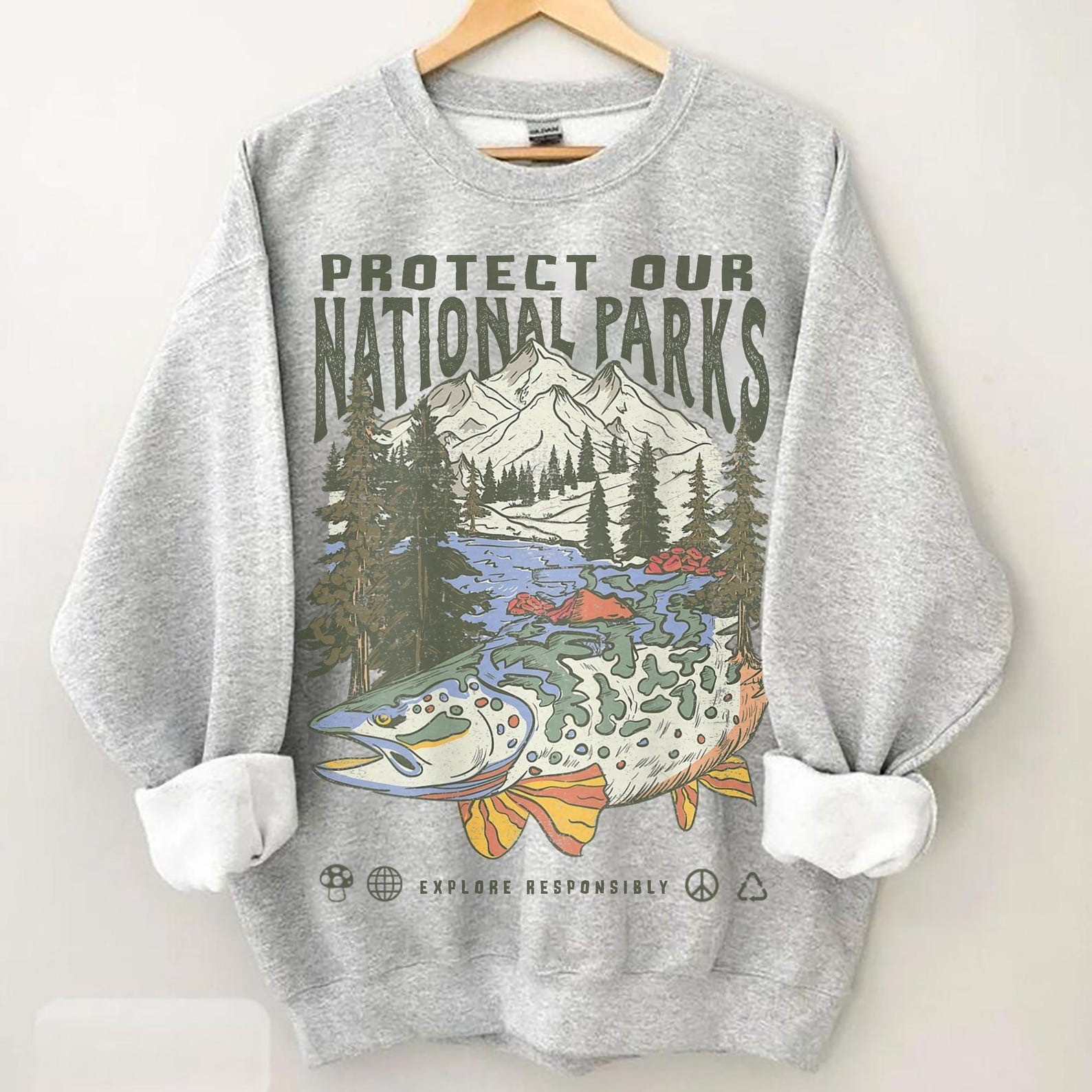 Vintage Protect Our National Parks Sweatshirt Travel Gift Trip Souvenir Tee