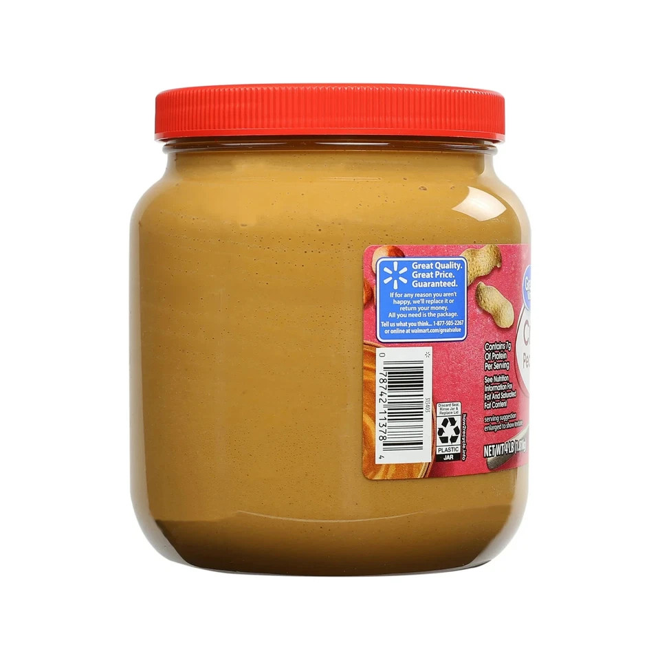 Great Value Creamy Peanut Butter, Spread, 64 oz