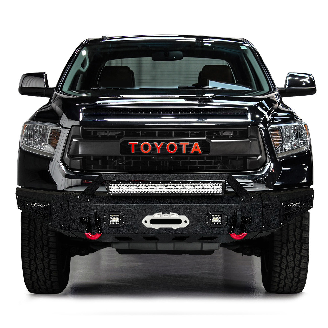Vijay For 2014-2021 Tundra Front Bumper w/ Winch Plate and LED Lights and D-Ring