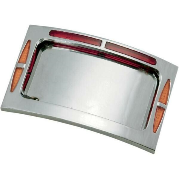 Bagger Werx - 207013 - Paughco Curved LED License Plate Frame Chrome Brake Turn