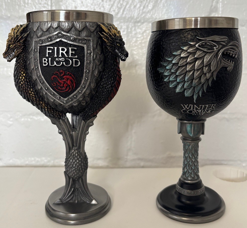 Set of Official Game of Thrones Targaryen and Stark Goblets and Tankard Mug