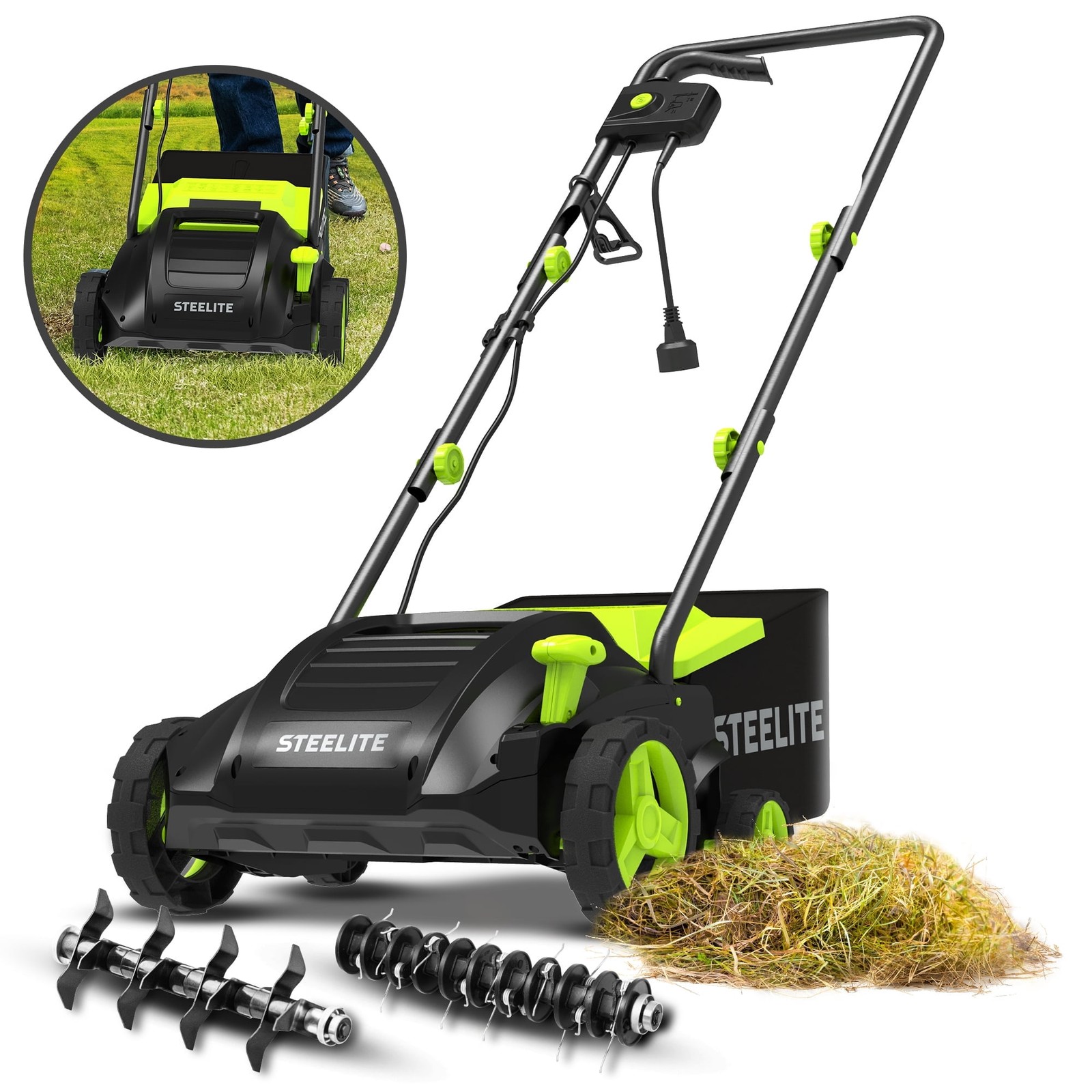Steelite 2-in-1 Electric Lawn Dethatcher and Scarifier 12-Amp 13 Inch for Garden