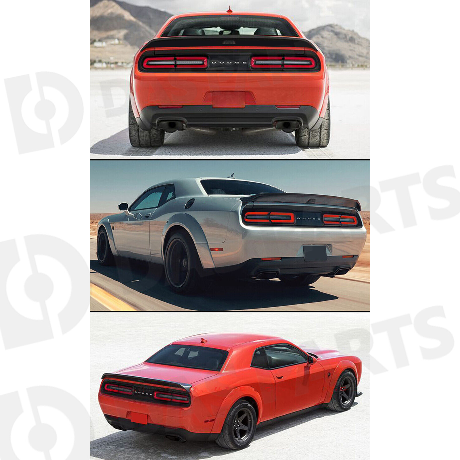 For 08-23 Dodge Challenger Hellcat Redeye Rear Spoiler w/Camera Hole Matte Black