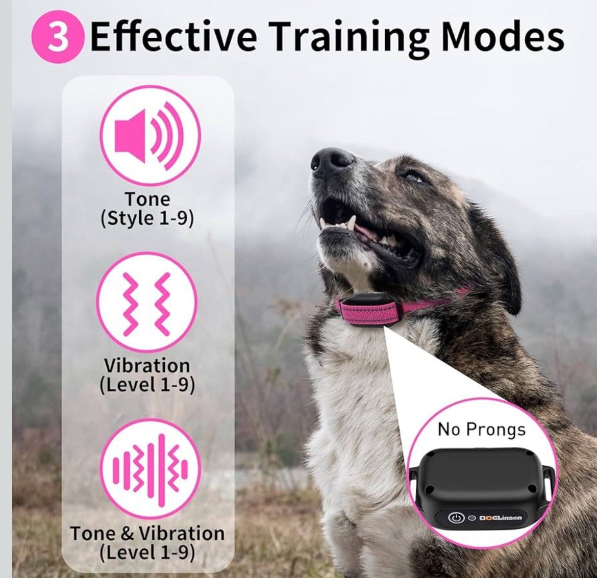 No Shock Dog Training Collar with Remote 3300ft Range, Vibrating Dog Collar, ...
