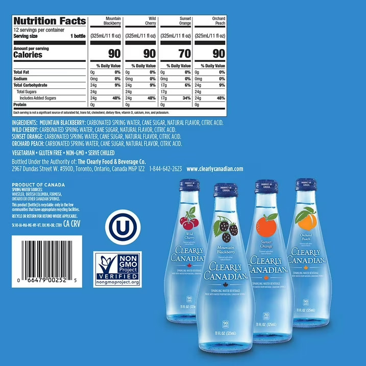 Clearly Canadian Variety Pack Sparkling Water, 11 fl.oz (12 Pack) SAMEDAY SHIPP!