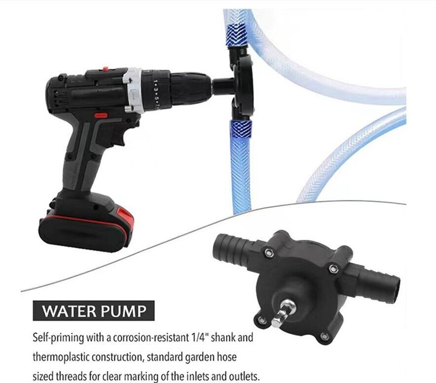 Hand Drill Drive Self Priming Pump Water Oil Fluid Transfer Tool