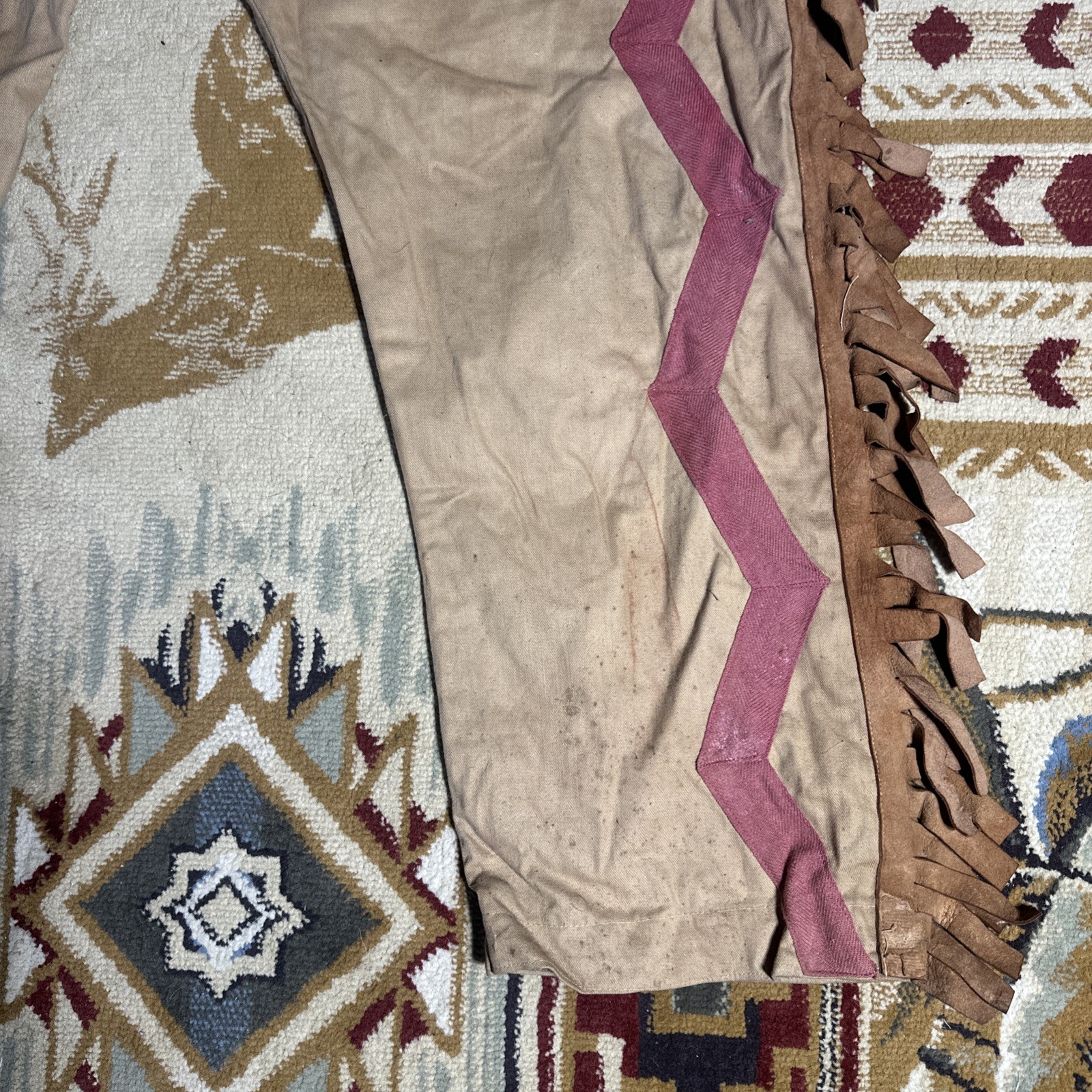 MLC Old Vintage Native American Indian Leggings Chaps With Hide Fringe