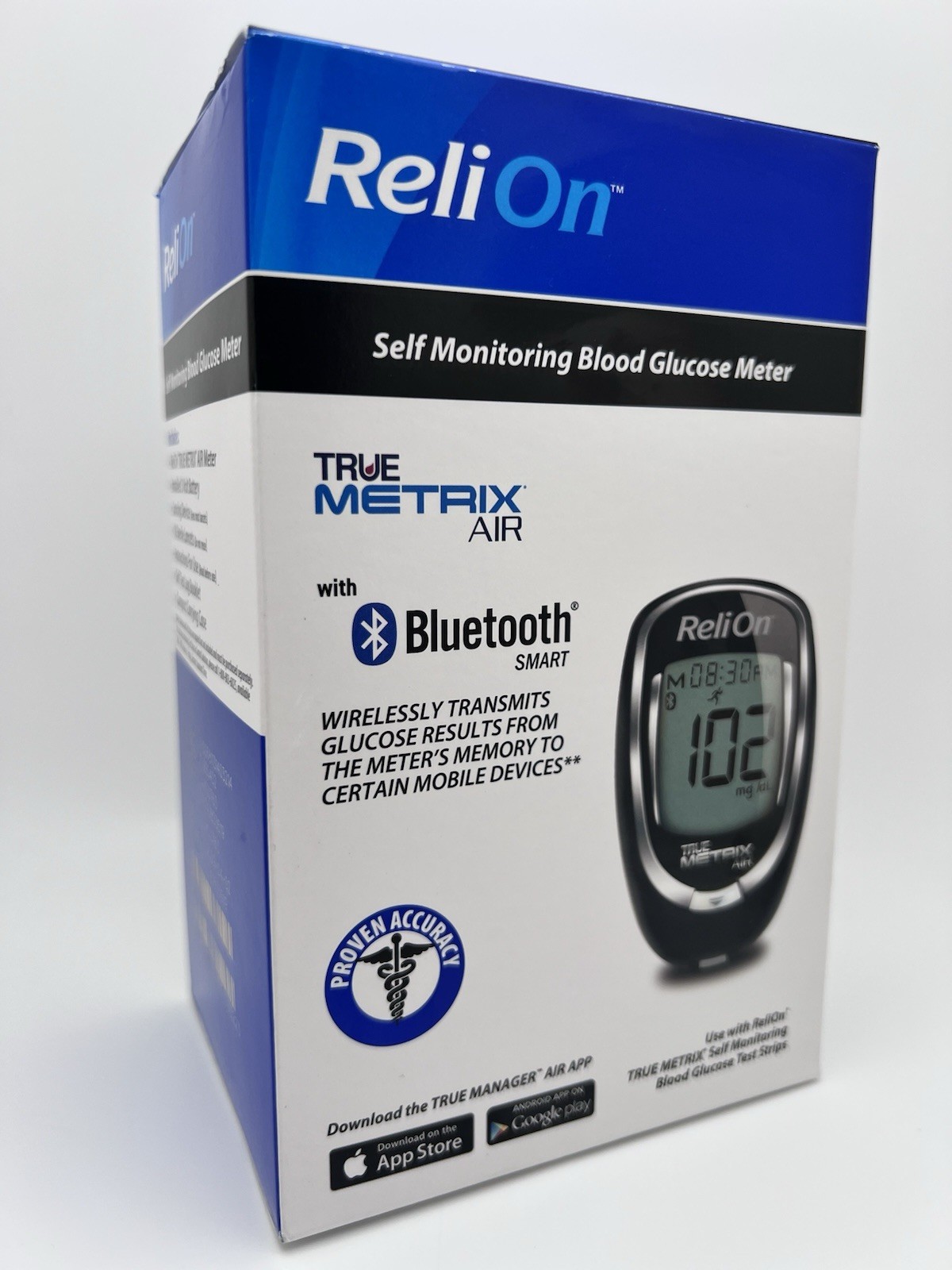 New Reli On TRUE METRIX Air Self-Monitoring Blood Glucose Meter Bluetooth Smart