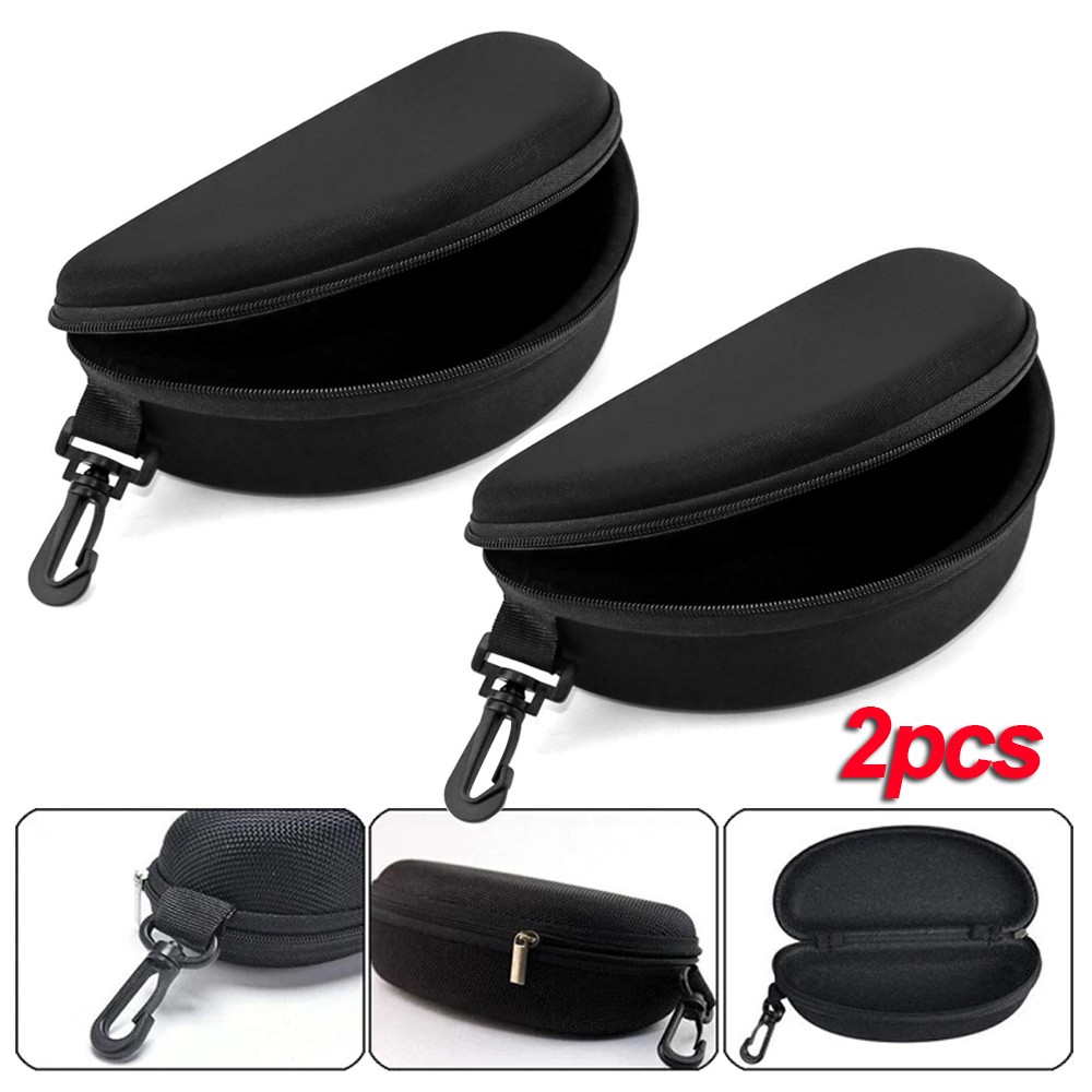 2PCS Portable Eye Glasses Case Sunglasses Protector Box Belt Clip Hard Zipper