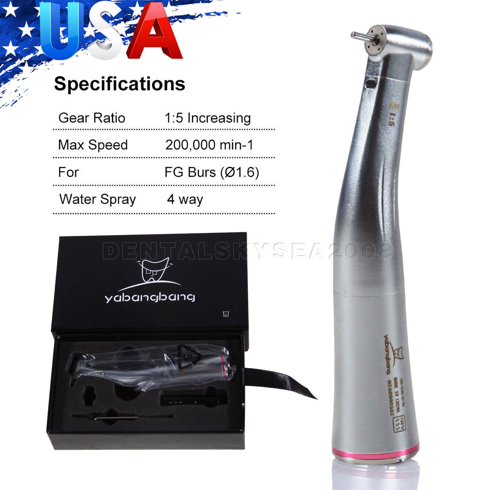 Dental 1:5 LED Fiber Optic Contra Angle Handpiece Fit For NSK Ti-MAX X95L