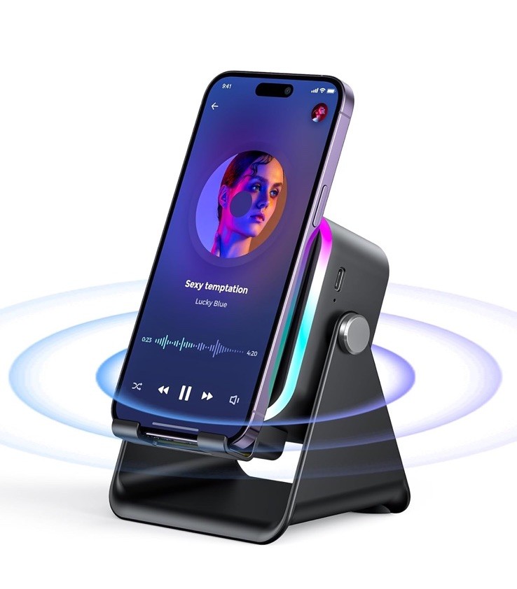 Wireless Induction Speaker 5-in-1 Bluetooth Speaker with Phone Black