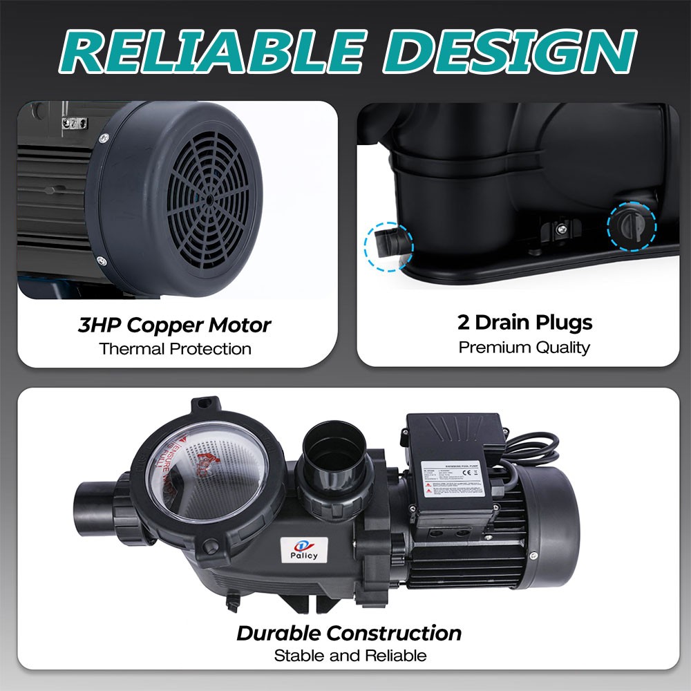 3HP Self-Priming Pool Pump 110V for Hayward, 8200GPH In/Above Ground Pool
