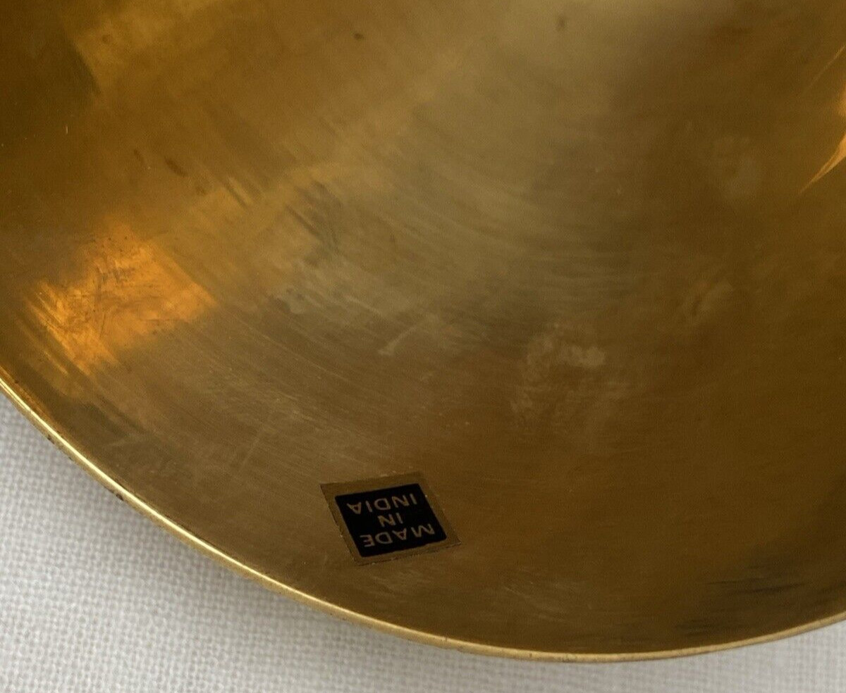 Solid Brass Egg & Stand Cloisonne Painted Trinket Box Ornate Enamel India Birds