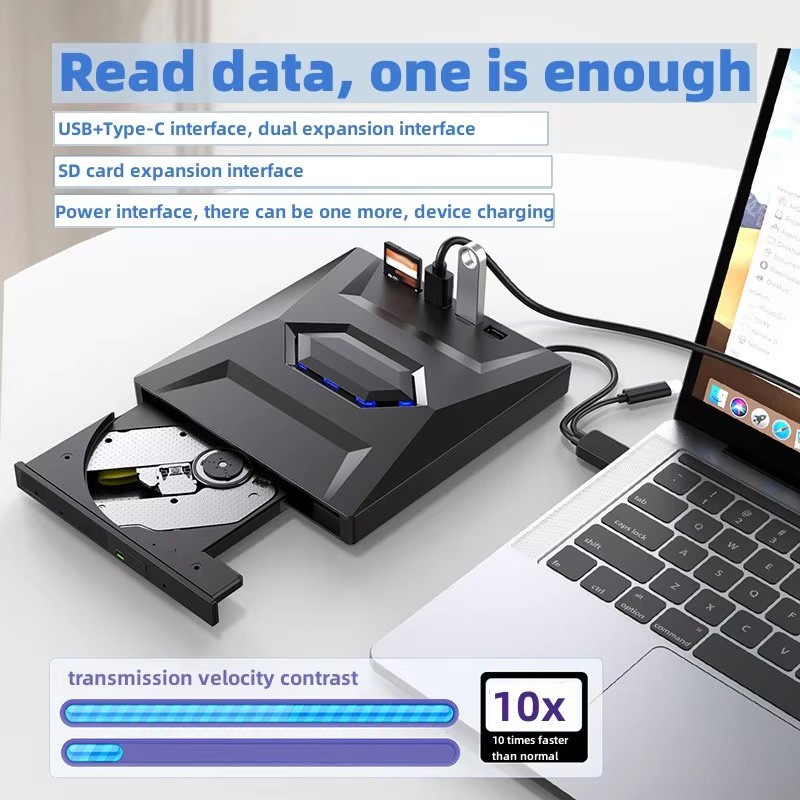 7 in 1 External CD DVD Drive USB 3.0 Writer Burner Player for PC Laptop Windows