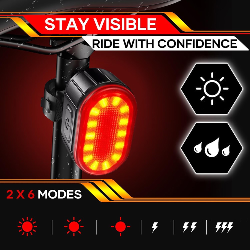 USB Rechargeable Bright LED Bicycle Bike Front Headlight and Rear Tail Light Set