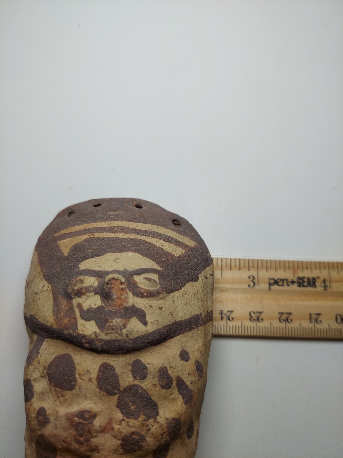 Pre-Columbian Chancay Peruvian Slip Painted Pottery Cuchimilco Figure 1200-1450