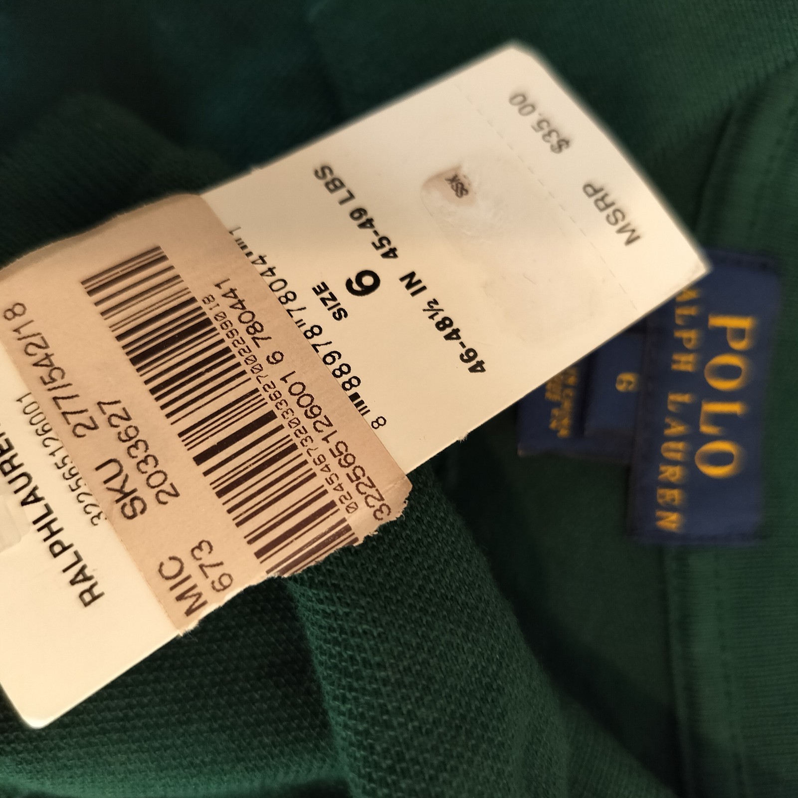 Polo Ralph Lauren Boys Polo Shirt Size 6 Short Sleeve Green Cotton NEW