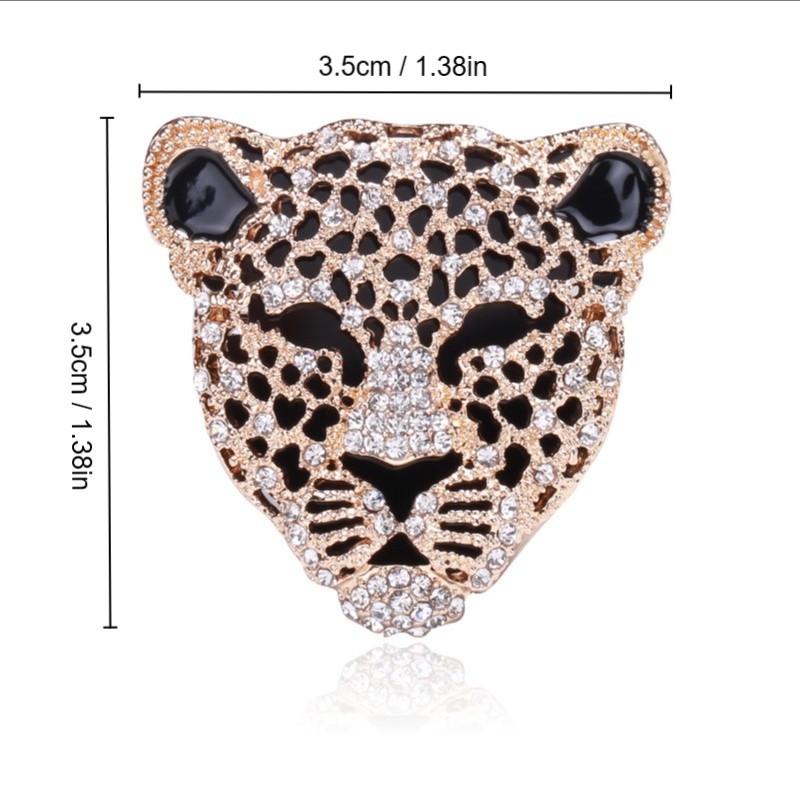 Crystal Leopard Head Brooch for Women Fashion Retro Animal Corsage Pins Unisex