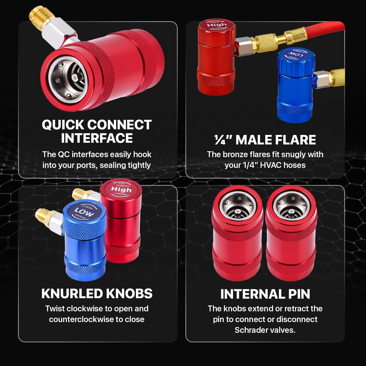 Car A/C R1234YF Quick Coupler Adapter Set with Self-Sealing & Puncture Can Tap