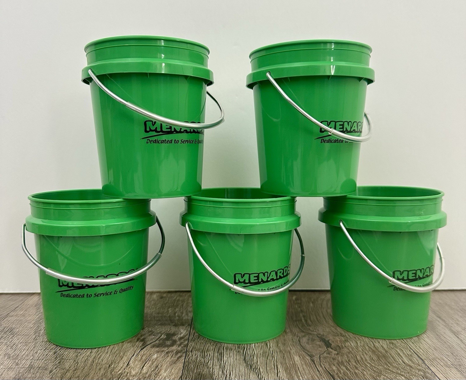 SHIPS TODAY Set of 5 Menards 400mL Mini Bucket W/Steel Handle