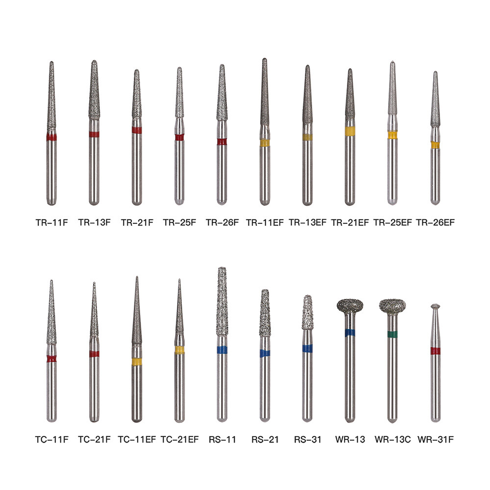 100pcs AZDENT Dental Diamond Burs For High Speed Handpiece Friction Grip 1.6mm