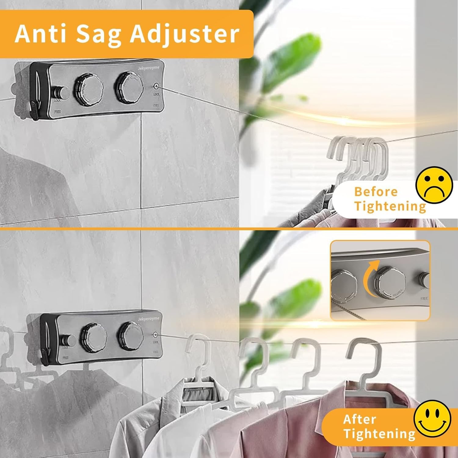 Retractable Clothesline Indoor Outdoor 16.7 Ft Stainless Steel Wall Mounted D...