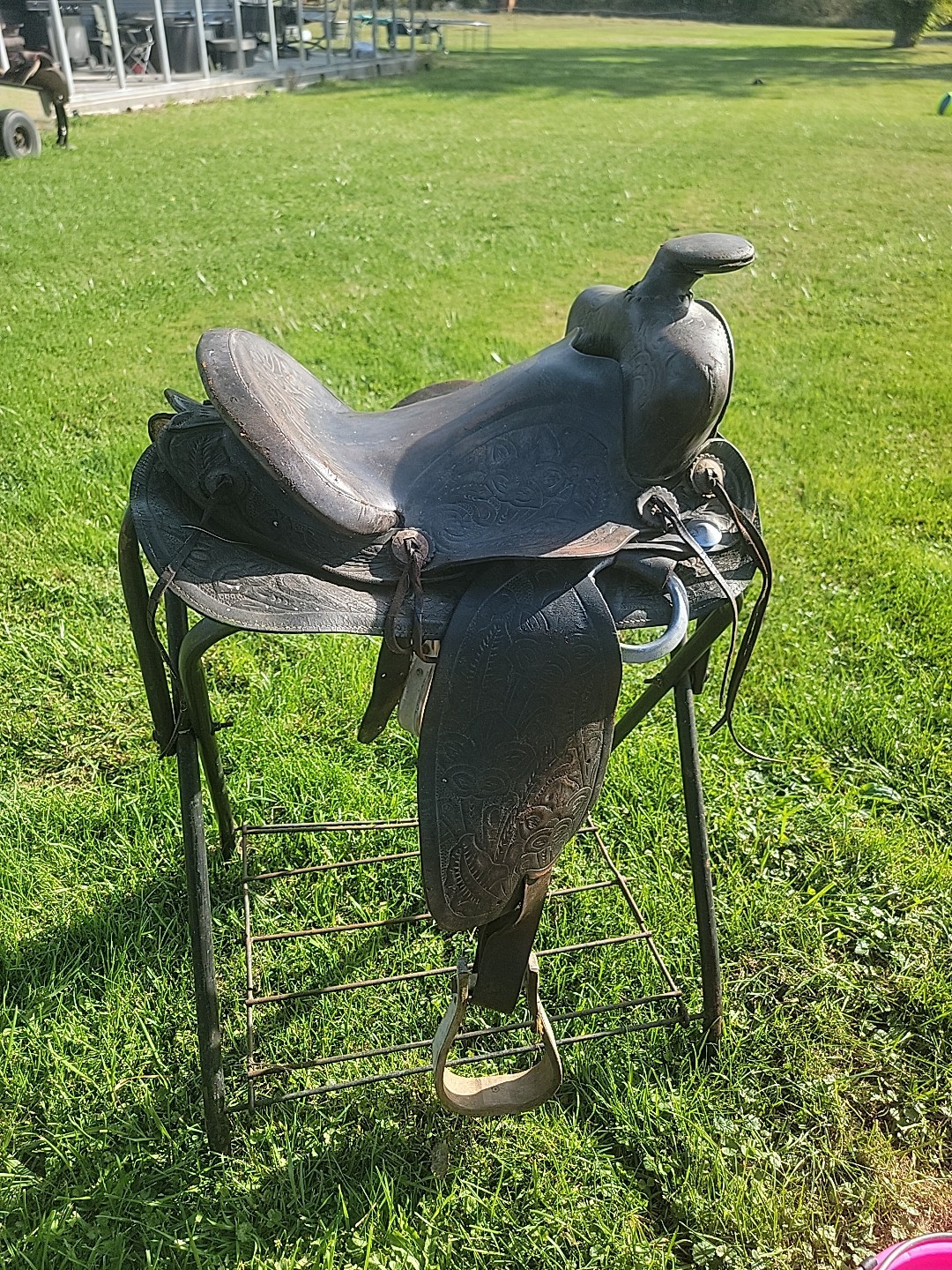 Antique/Vintage Western slick seat saddle 14"