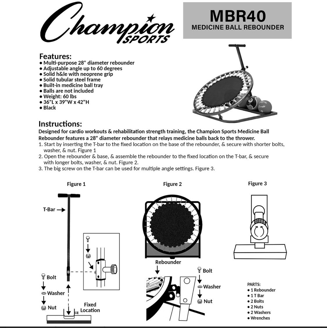 Champion 2'4" Dia. Medicine Ball Rebounder, MBR40