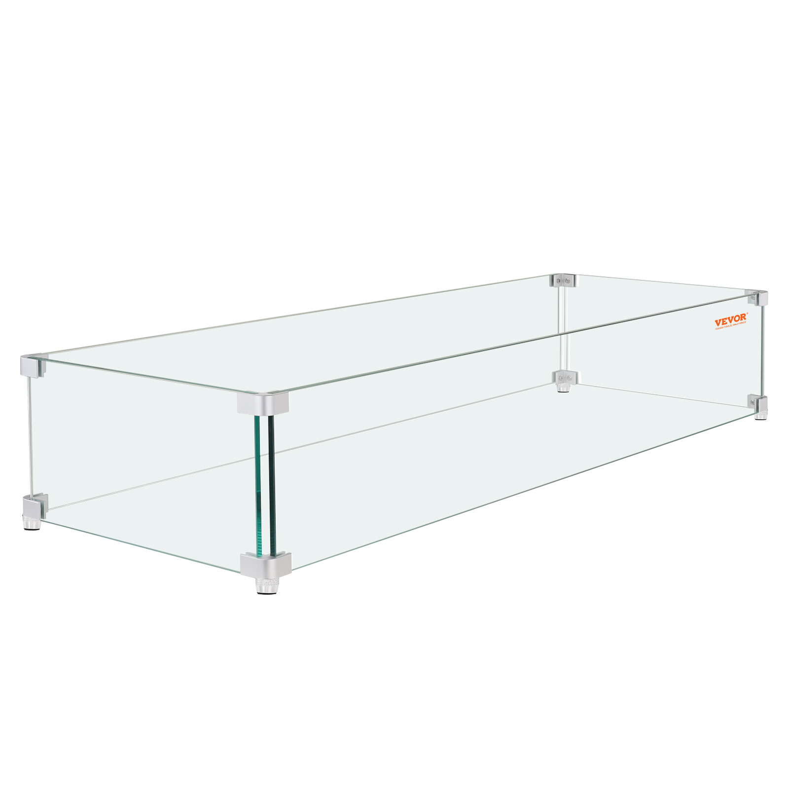 VEVOR Fire Pit Wind Guard Tempered Glass Flame Shield 23.5"x7.5"x6.5" 0.3" Thick