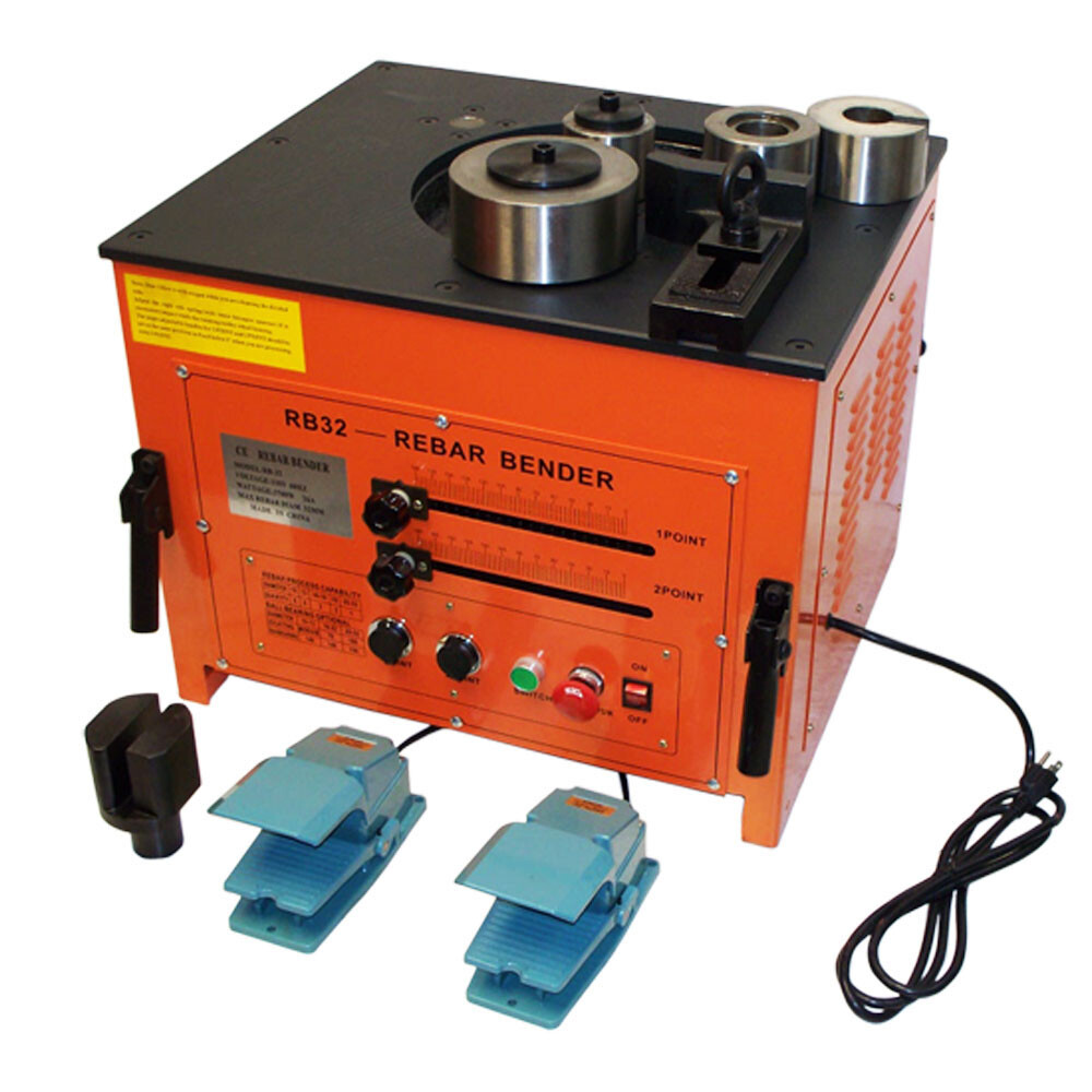 RB32 32mm #10 Electric Rebar Bender Bending Machine 1-1/4" Steel Rod 3700 Watt