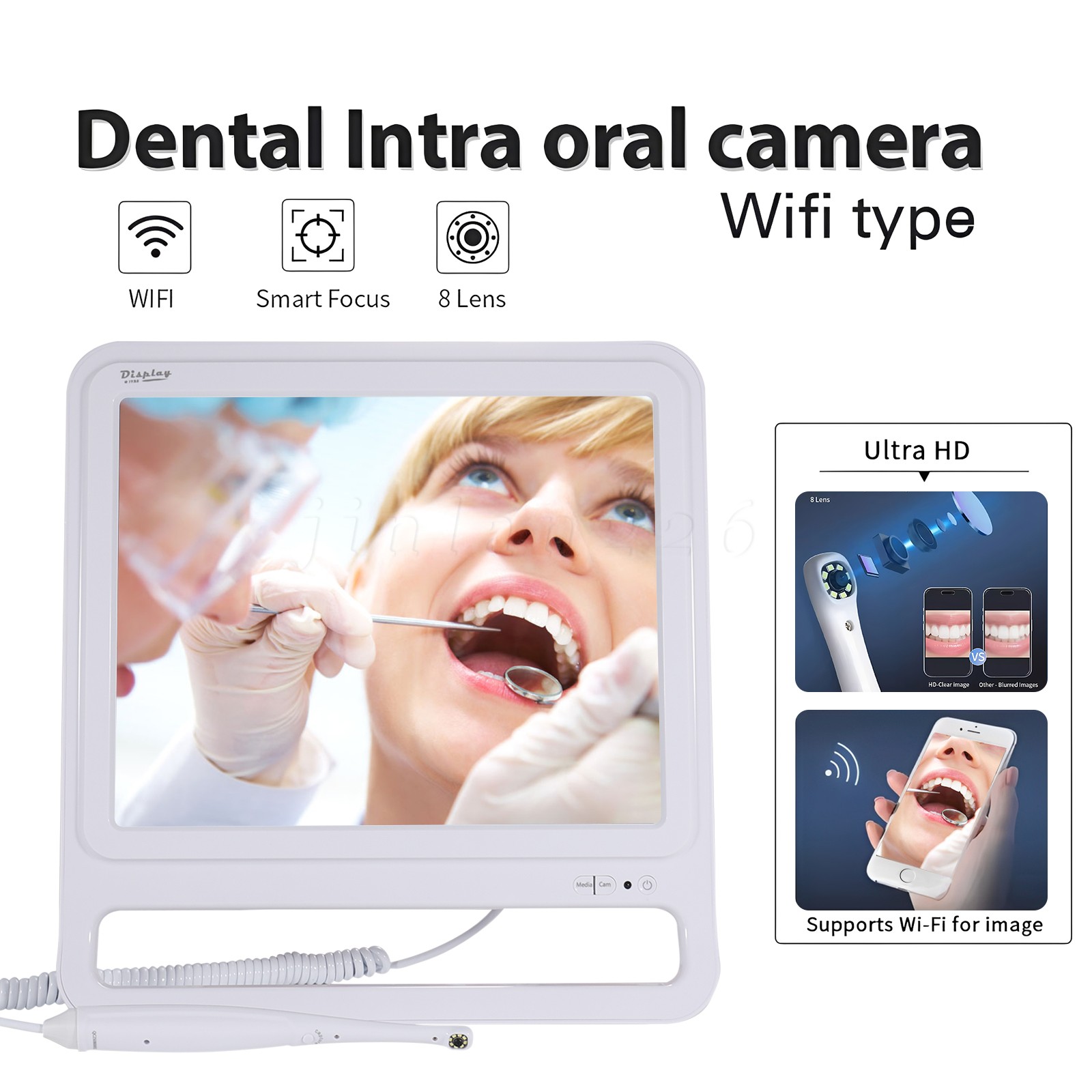 WIFI Dental Intra Oral Camera 17Inch High-Definition Digital LCD Monitor