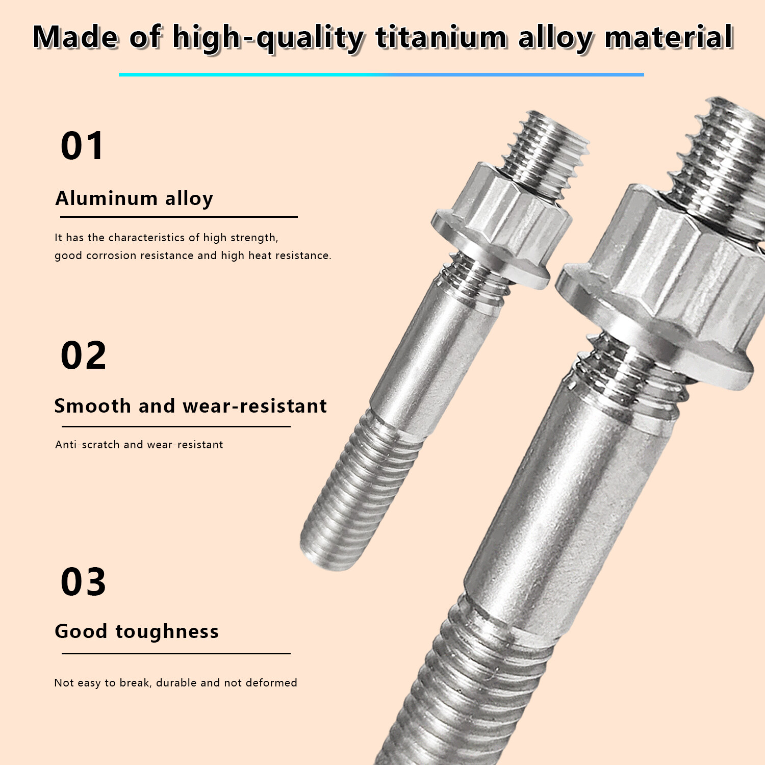 Titanium Head Studs Bolt Nut Kit for Yamaha Blaster 200 YFS200 1988-2006