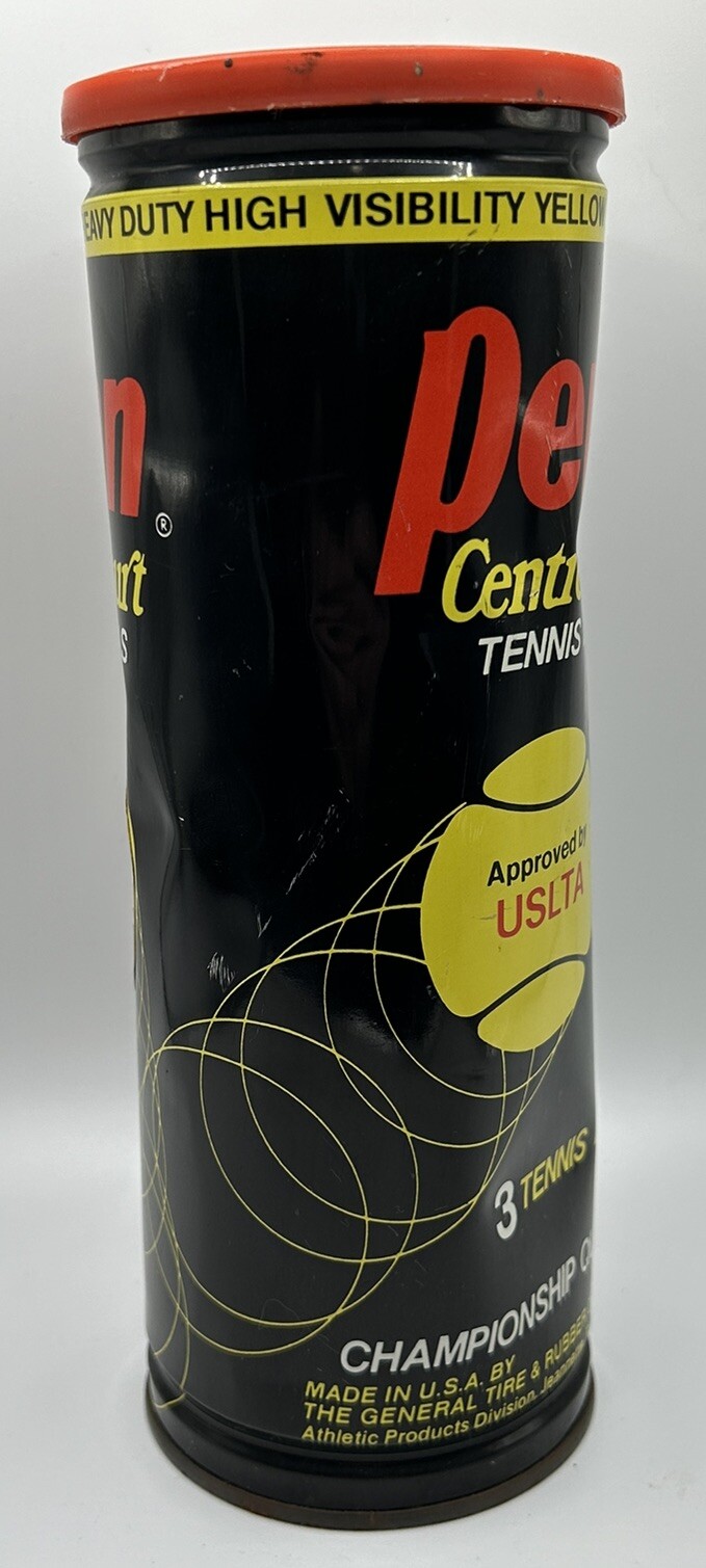 PENN Tennis Balls Metal Can X-76 YHD Heavy Duty Felt Yellow Vintage
