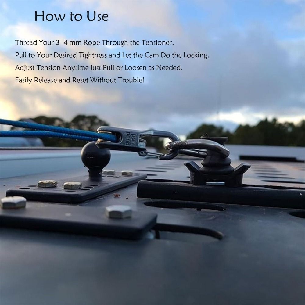 Cable Puller Lock Buckle Rope with Roller Tensioner Non-Slip Tie Down Rope