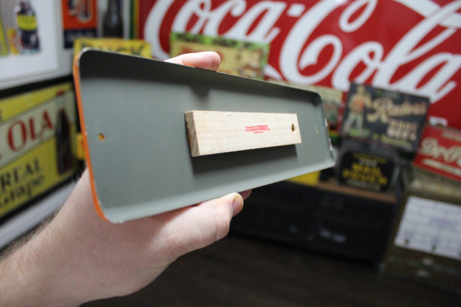 SCARCE 1950s ORANGE CRUSH SODA POP PAINTED METAL THERMOMETER SIGN PEPSI COKE RC