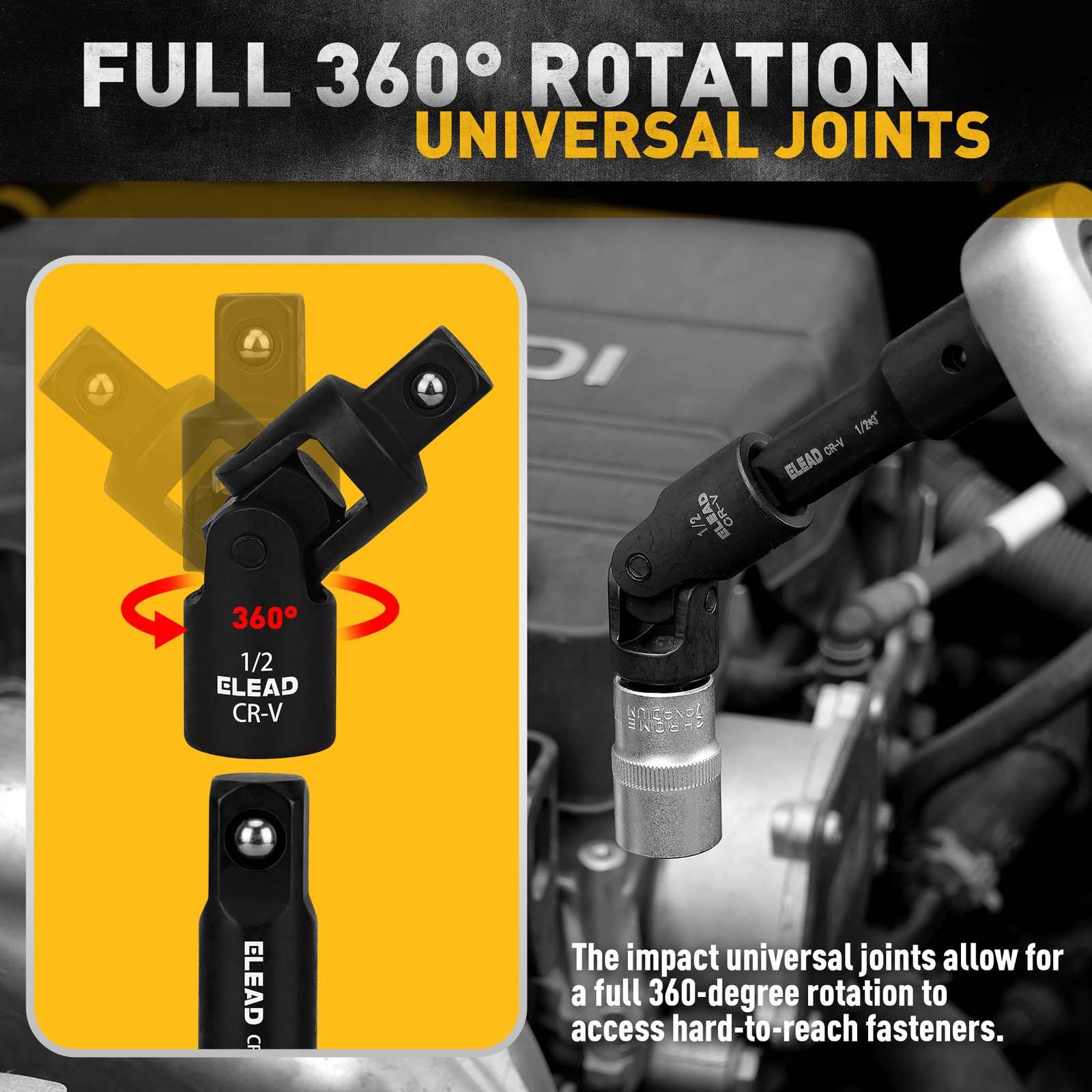 18PCS Impact Socket Extension Set 1/4" 3/8" 1/2" Drive Adapter Swivel Joints