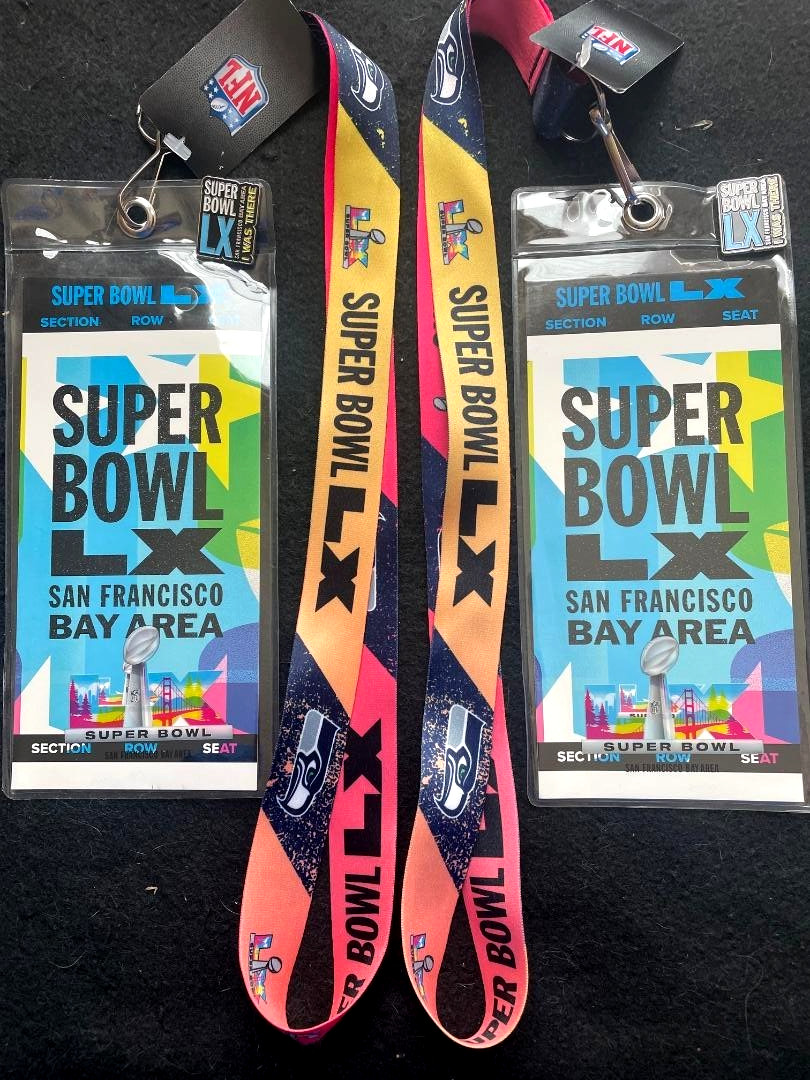 4pc NFL SB 60 LX Seattle Seahawks Lanyards Ticketholder Pin Package