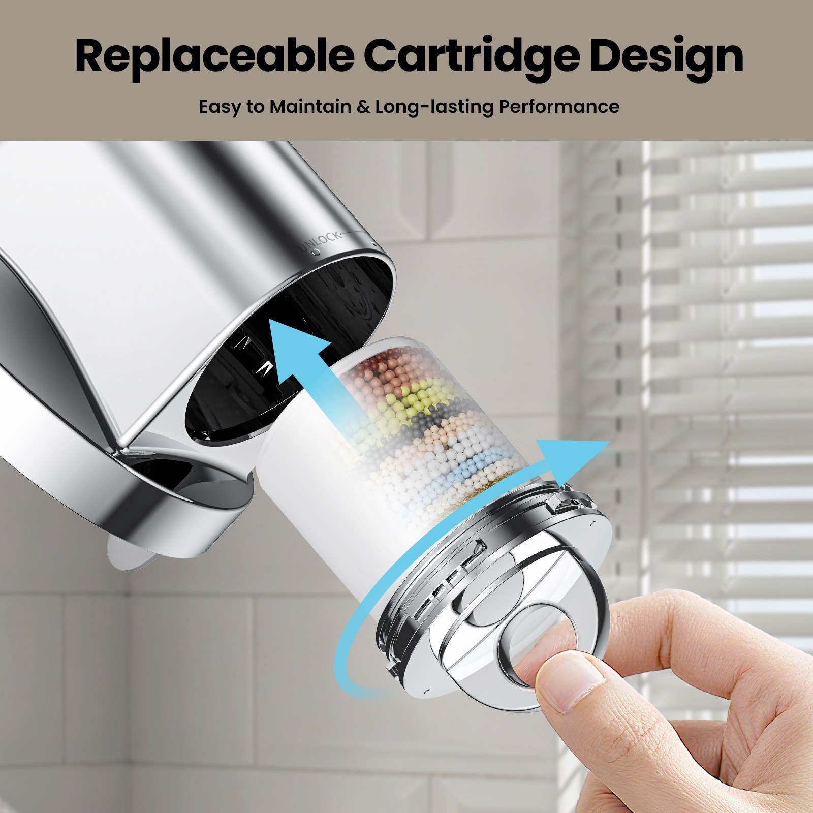 5 Spray Settings Filtered Shower Head with High Pressure & Water Softener