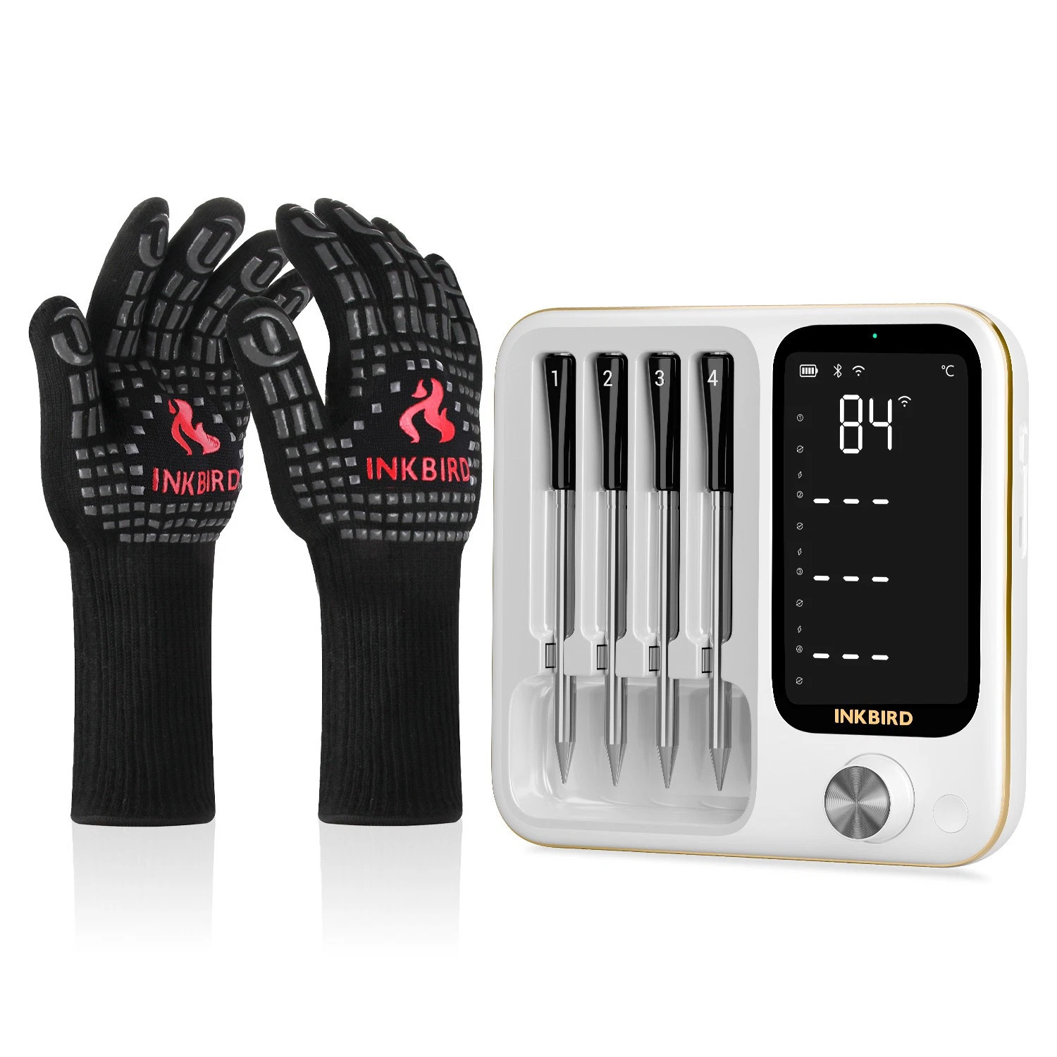 Inkbird Truly Wireless Meat Thermometer 4-Probe BBQ Oven Mitts Grilling Gloves