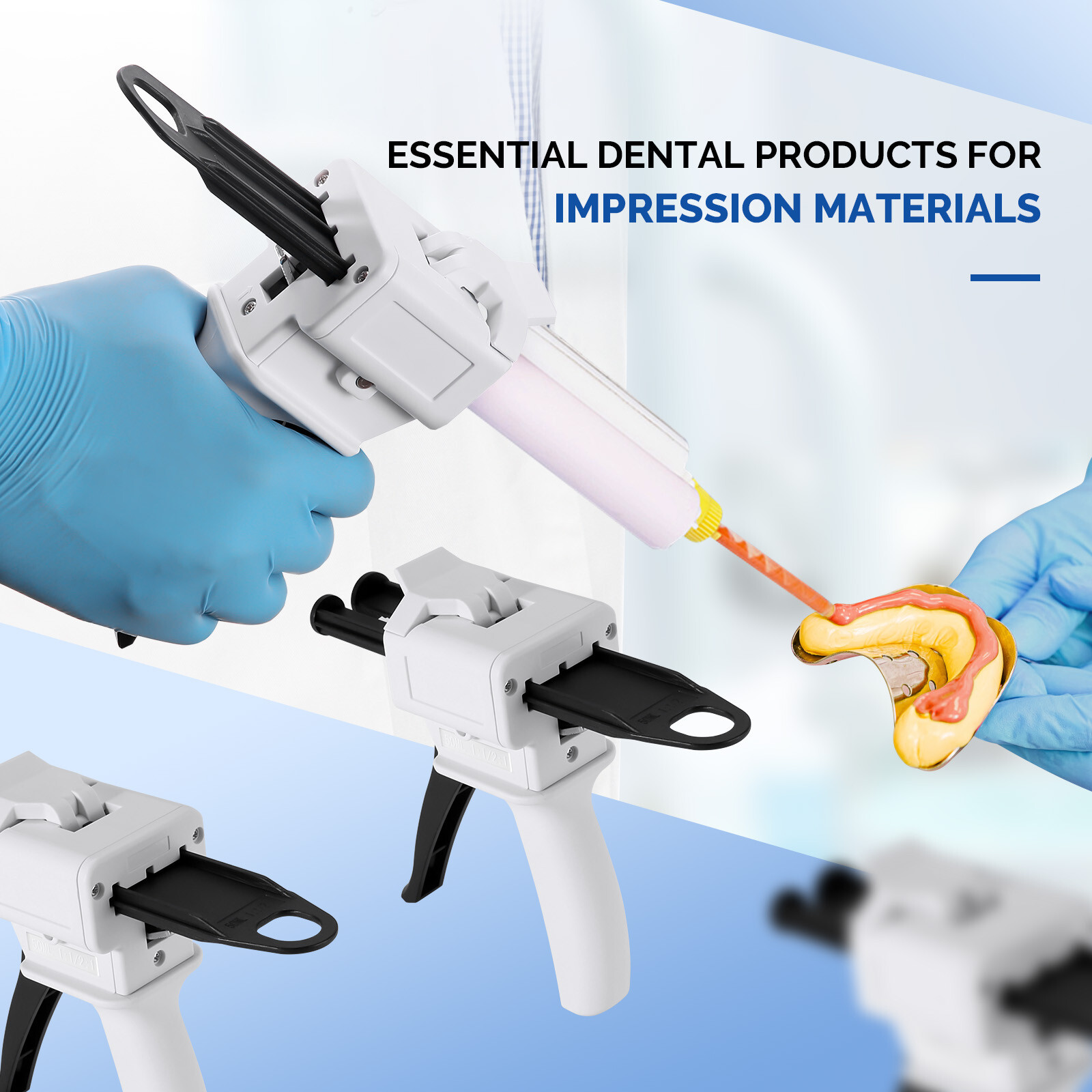 Dental Impression Materials Mixing Dispensing Dispenser Gun 1:1 / 2:1 50ml