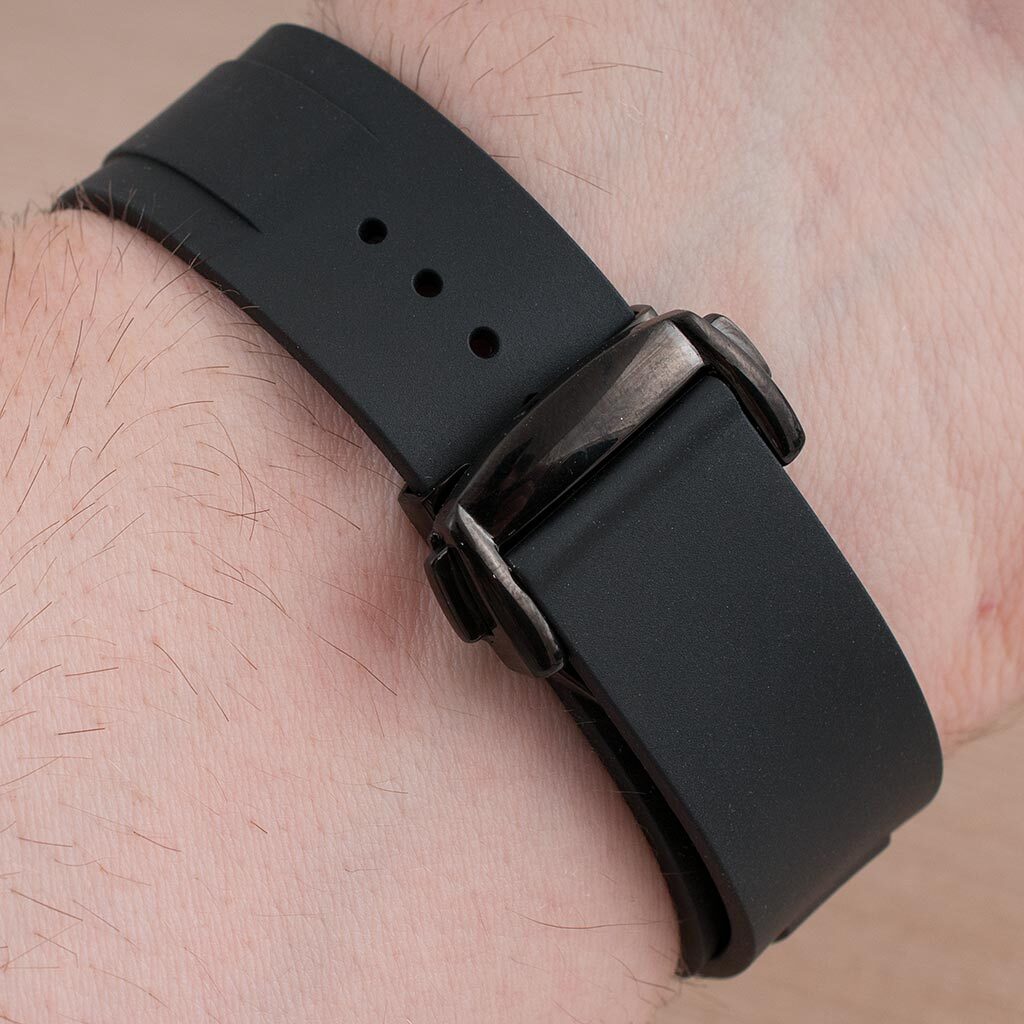 Single Fold Deployant Watch Buckle Clasp Deployment Silver Black Butterfly tag