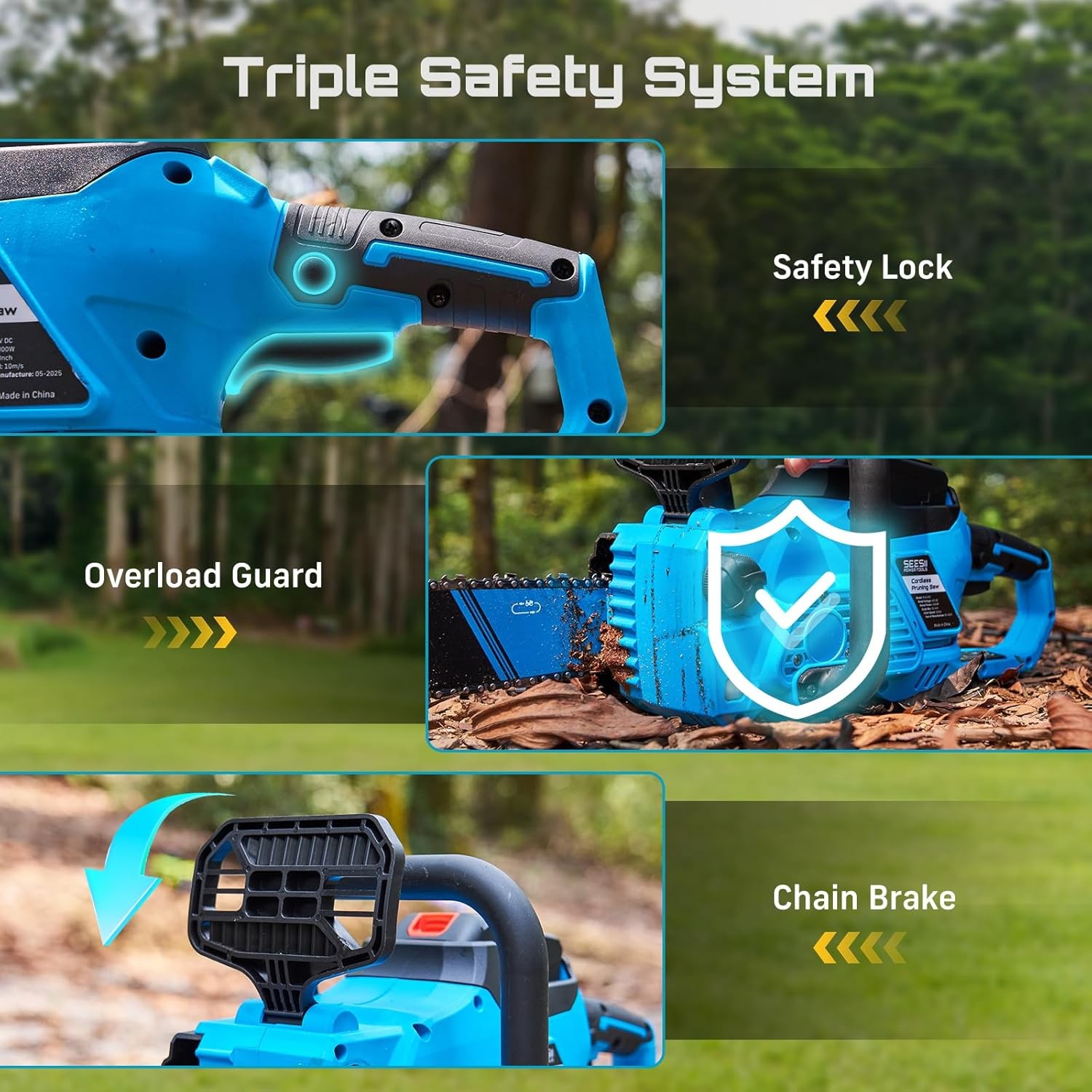 40V 16" Cordless Chainsaw Brushless Electric Chain Saw 2×4.0Ah Battery & Charger