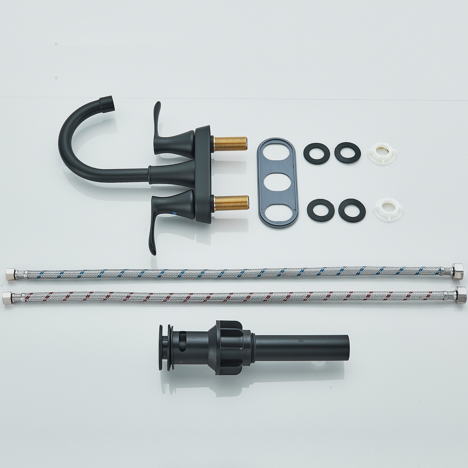 Black Bathroom Sink Faucet 3 Holes 4 Inch Centerset Vanity Mixer Faucet 2 Handle