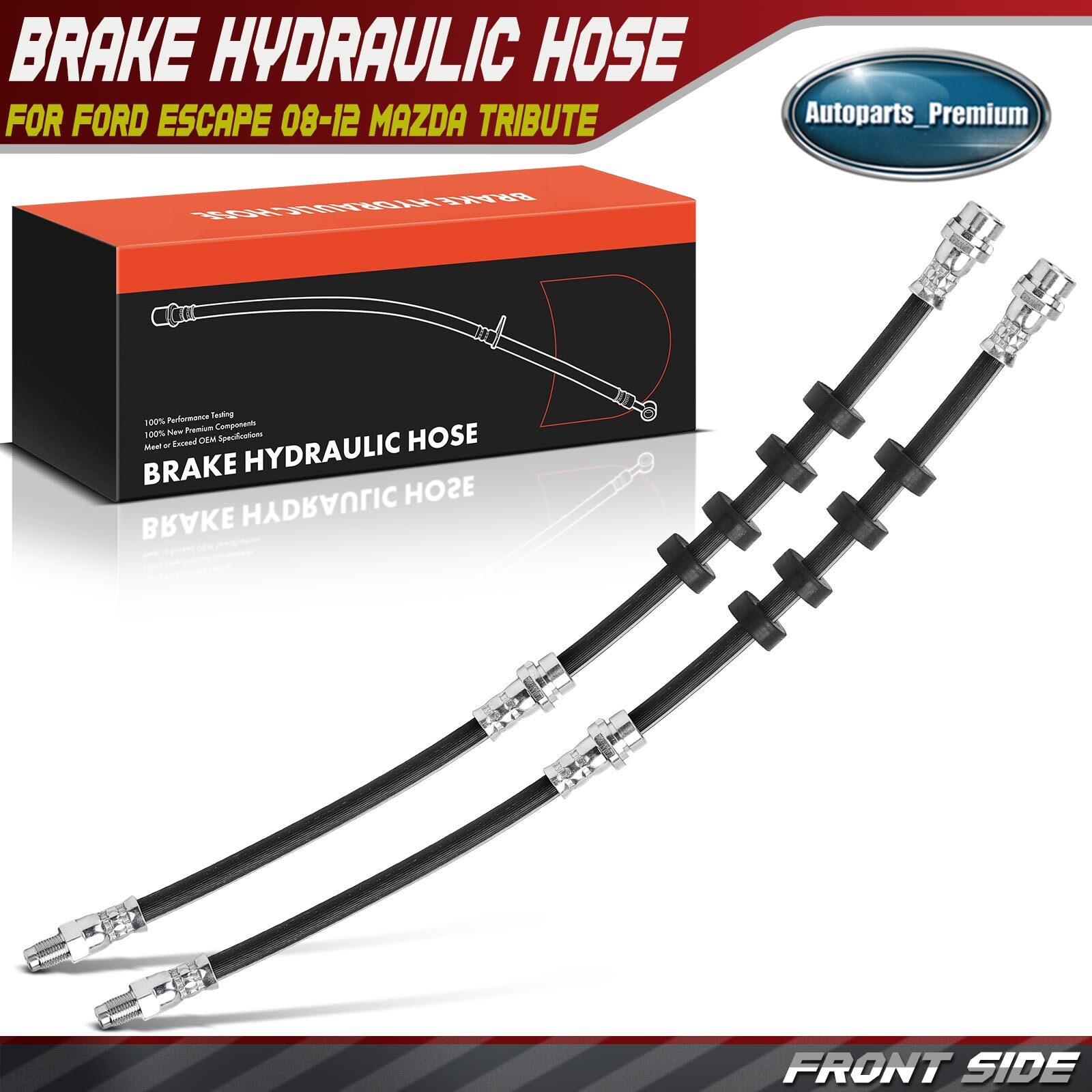 2Pcs Front Side Brake Hydraulic Hose for Ford Escape 08-12 Mazda Tribute Mercury