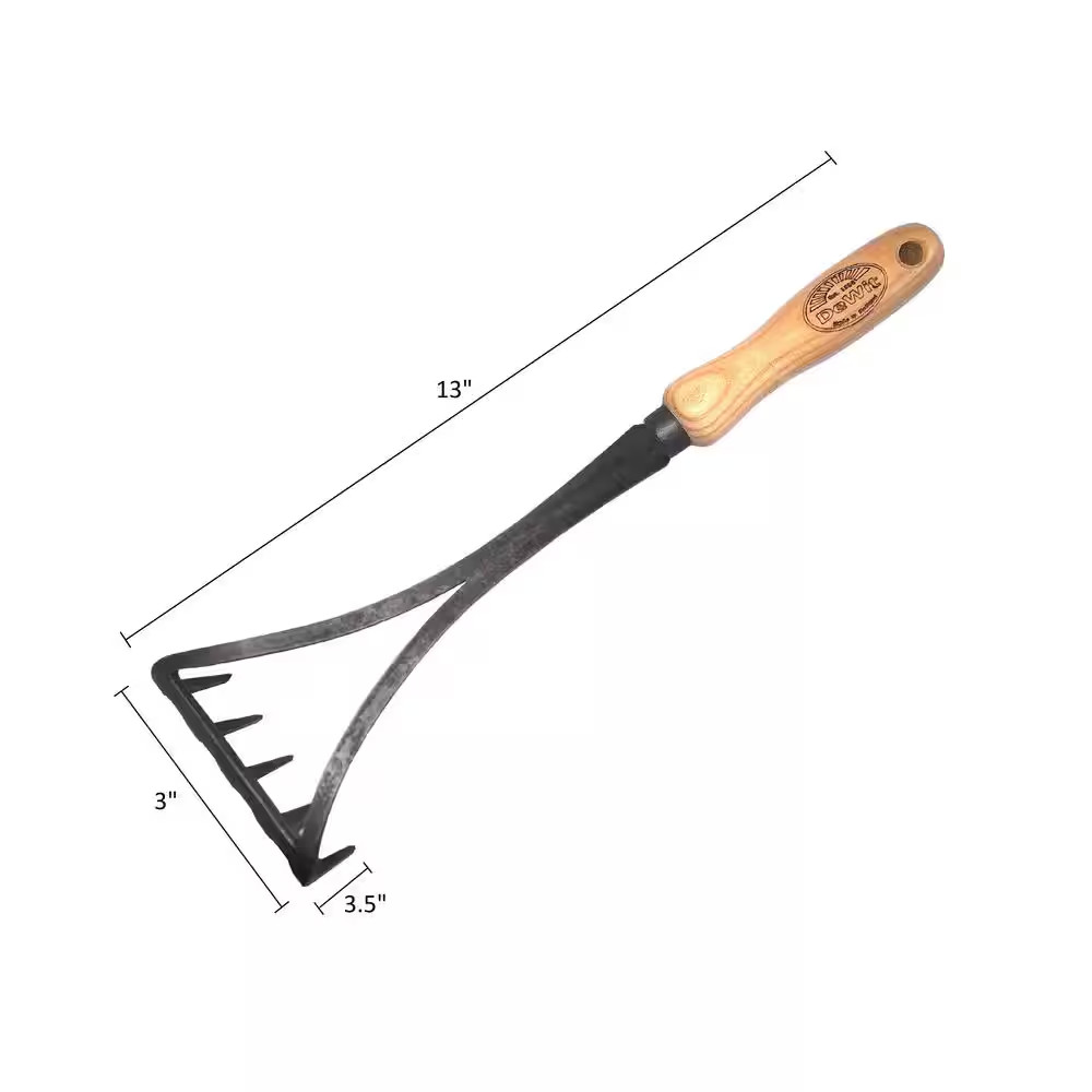 10 In. L Ash Hardwood Handle 13.5 In. L Bio 5 Tine Hand Rake-Cultivator