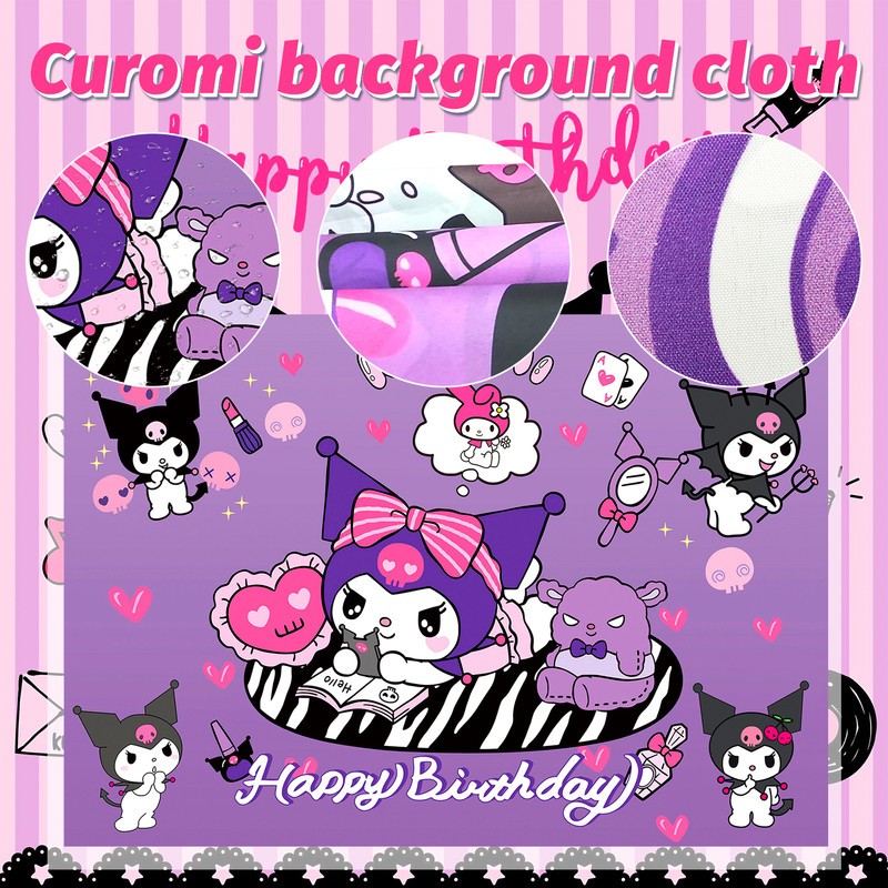 114 Pcs Kuromi Party Decorations Sanrio Birthday Party Plates Balloons Backdrop