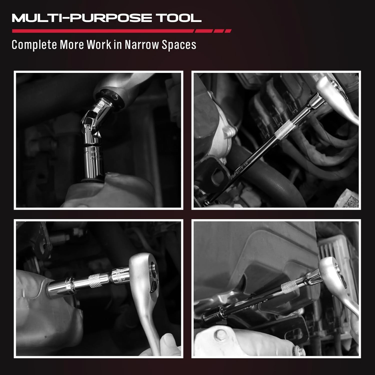 4-Piece 3/8" Drive Socket Extension Bar Set, Professional Socket Extension Set I