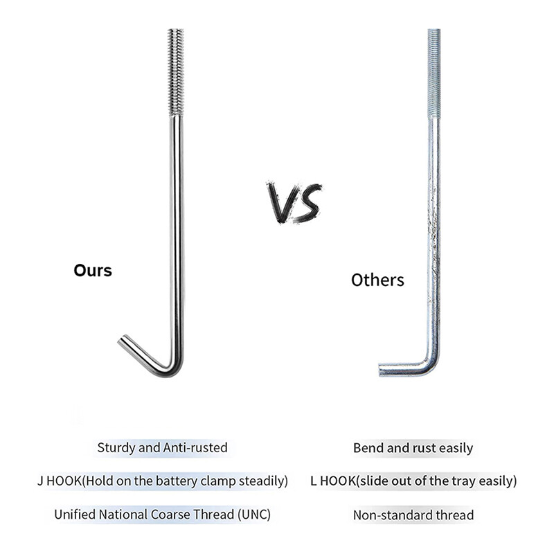 Red Heavy Duty Battery Hold Down Sets Tie Down Bracket With J Hook